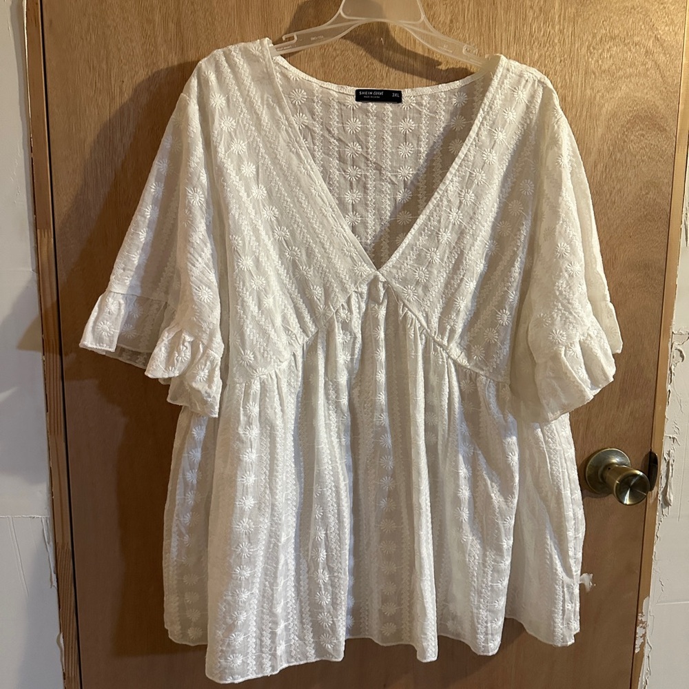 SHEIN White Embroidered Blouse